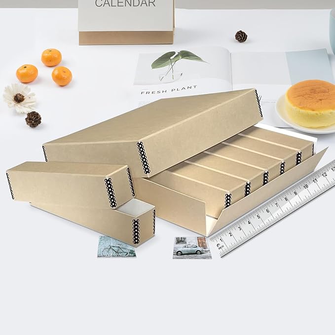 Lineco, Archival Slide Storage Box 15.5" x 11.5" x 3", Holds Up To 840 Films, with 6 Inner File Cases, Tan (Pack of 2)