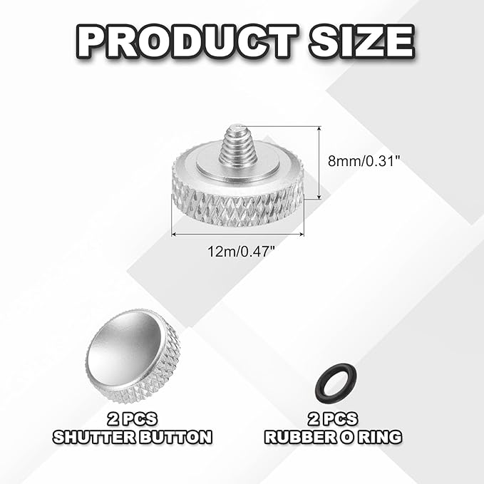 PATIKIL Camera Shutter Button, 2 Pack 12mm Concave Surface Shutter Release Buttons Pure Copper Camera Button for Nikon for Fujifilm for Leica DSLR/SLR, Silver