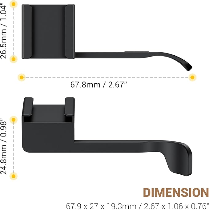 X Half Thumb Grip, Metal Aluminum Alloy Thumb Up Grip for Fujifilm Fuji X Half Camera with Built-in Cold Shoe Mount, Hot Shoe Thumb Rest Support Holder Not Affect The Use of XHalf Camera Buttons-Black