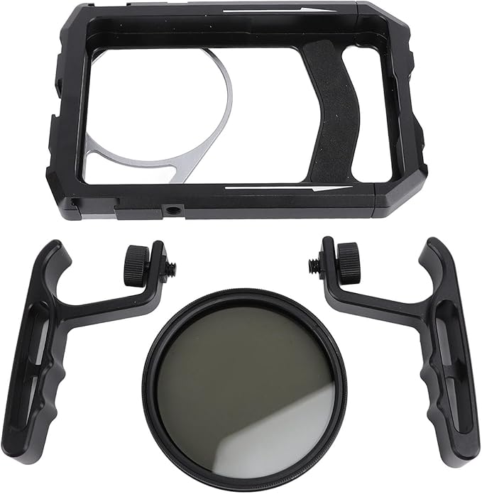 Telescopic Smartphone Video Rig with Handle, Aluminum Alloy Phone Stabilizer Grip for Horizontal Vertical, Includes ND Filter and 1/4" Mount for Vlogging Filmmaking