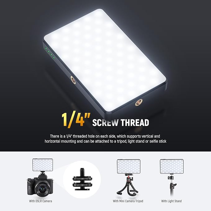 NEEWER Basics LED Selfie Phone Light, Rechargeable 2500-9000K Clip On Fill Light, Color Films/Diffuser/3000mAh, CRI95+ Dimmable Video Conference Lighting for iPhone Camera Laptop Zoom Call, BL120B