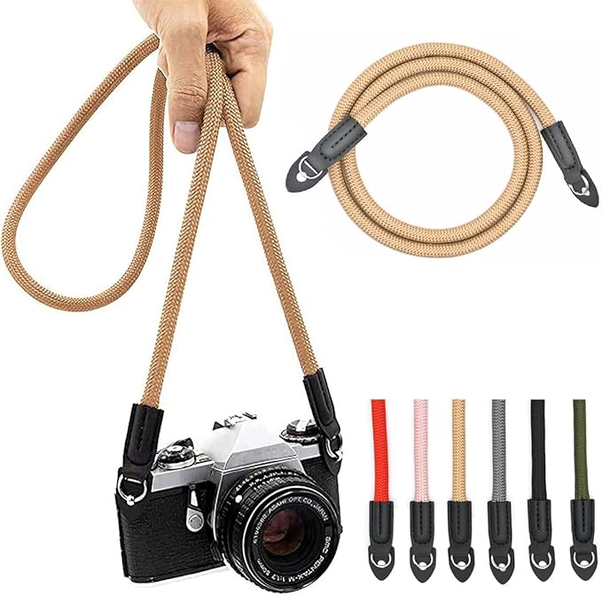 Camera Strap Vintage 100cm Nylon Climbing Rope Camera Neck Shoulder Strap for Micro Single and DSLR Camera(Brown)