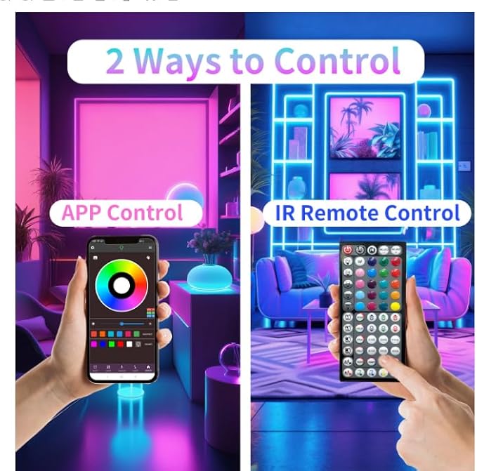 Led Lights for Bedroom Smart App Controlled 300FT(3 Rolls) RGB Strip Lights for Bedroom, Sync with Music, Ideal for Home Party and Room Decoration