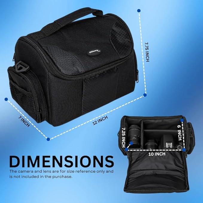 Ultimaxx Large SLR/DSLR Camera Deluxe Padded Gadget Bag/Carrying Case with Shoulder Strap for Sony,Nikon, Canon, Olympus, Pentax, Panasonic, Samsung & Many More Cameras & Camcorders