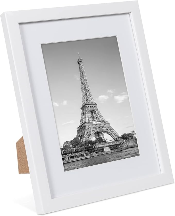 upsimples 8x10 Picture Frame Set of 10, Display Pictures 5x7 with Mat or 8x10 Without, Multi Photo Frames Collage for Wall or Tabletop Display, White
