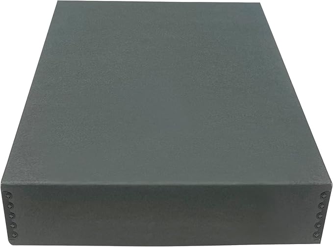 Golden State Art, Archival Storage Box, Acid-Free Drop Front Museum Box with Metal Edge for Storing Artwork Photos Documents Prints Arts And Crafts (Gray-14.75x18.75x3 Inches)