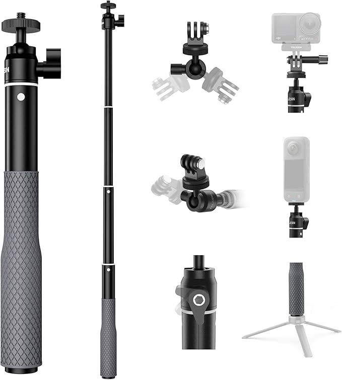 TELESIN 360°Waterproof Selfie Stick 25.75"w Hand Strap Underwater Dive Diving Extension Stick Pole Monopod for GoPro Max 13 12 11 10 Insta360 X5 X4 GO3 Ace Pro DJI OSMO 360 Action 6 5 Pro 4 3 Pocket 3