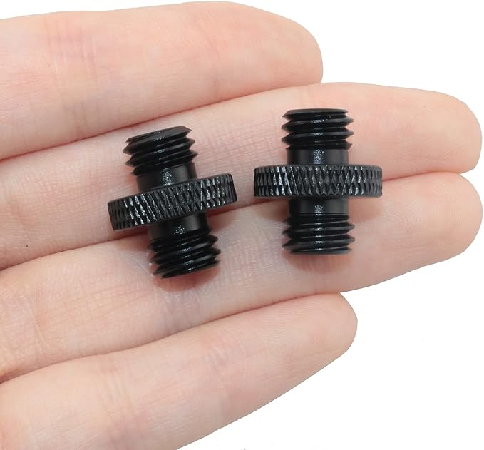 2Pcs 3/8 inch Male to 3/8 inch Male Threaded Tripod Screw Adapter Double Sides Standard Mounting Thread Converter for Camera Mount