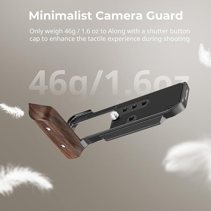 SMALLRIG X-M5 Wooden Handgrip L-Shape Grip for FUJIFILM X-M5, Built-in Quick Release Plate for Arca, Ergonomic Wood Side Handle, Include Windshield with Cold Shoe Adapter,Plate for Arca (Black) - 5260