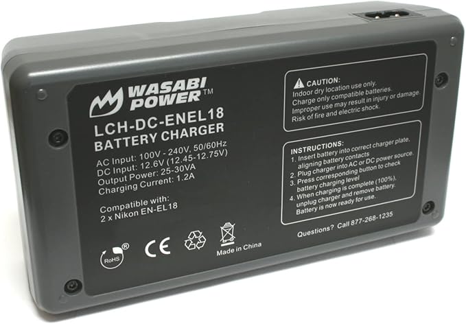 Wasabi Power Dual Battery Charger for Nikon EN-EL18, EN-EL18a, EN-EL18b, EN-EL18c, EN-EL18d, MH-26, MH-33