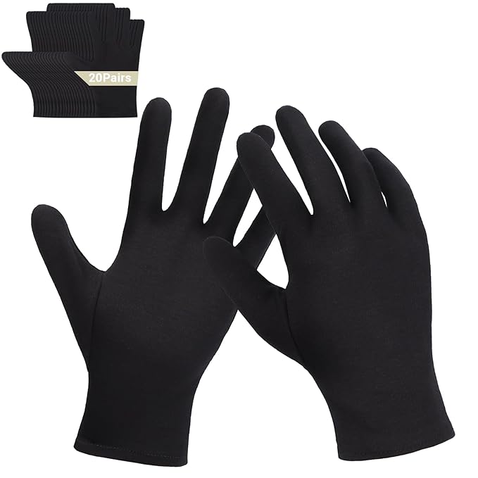 ENPOINT 20 Pairs Archival Photo Gloves, Black Work Gloves for Art Handling Working Photography Cloth Gloves Liners Bulk for Handling Jewelry, Film, Photo, Coin Collectors, Metal Inspection Men & Women