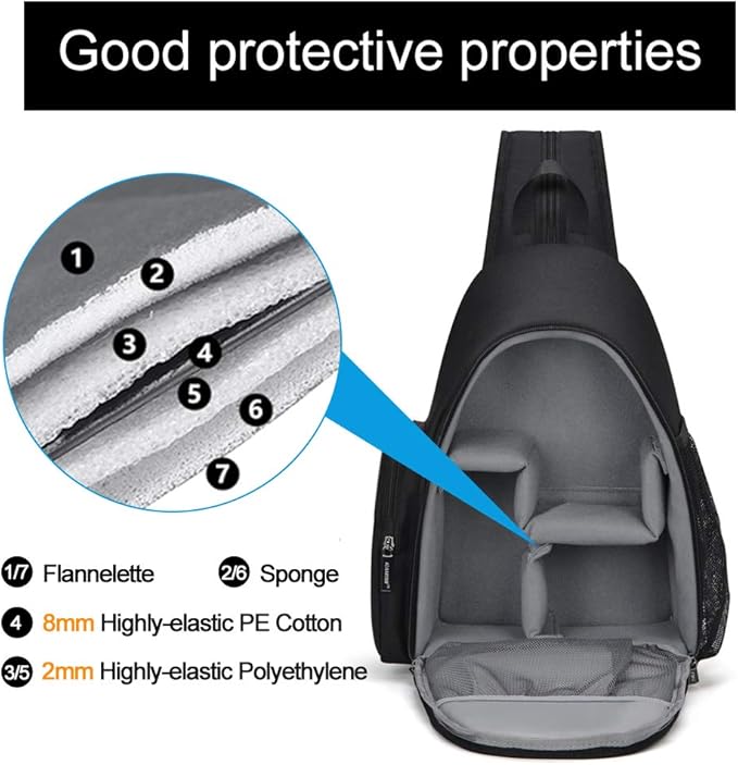 CADeN Camera Bag Sling Backpack, Camera Case Backpack with Tripod Holder for DSLR/SLR Mirrorless Cameras (Canon Nikon Sony Pentax) Black