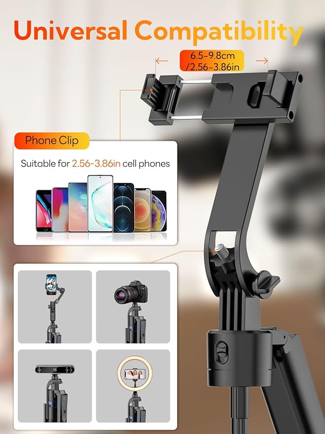 USKEYVISION 70” Auto Face Tracking Tripod, Extendable 360° Rotation Phone Tripod for iPhone and Android, Selfie Stick for iPhone w/Remote Control,Phone Holder Video Recording for TikTok(UTK-01)