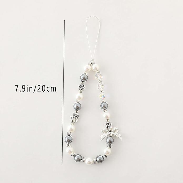 Beaded Phone Charm Lanyard Strap Girly Style Fixed Beads Pearl Lanyards