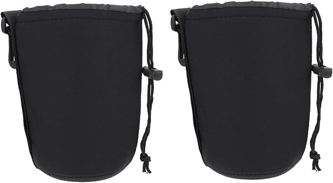 Camera Lens Bag 2Pcs Neoprene Padded Lens Pouch with Drawstring Protective Case for Dslr Lenses 5.5 X 3.7 X 3.7 Inch Compact Storage
