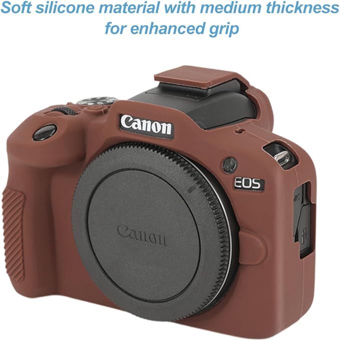 Pocoukate Case for Canon EOS R100 Camera, Soft Silicone Protective Cover Skin with EOS R100 Screen Protector Accessories for EOS R100 Mirrorless Camera Silicone Case - Coffee