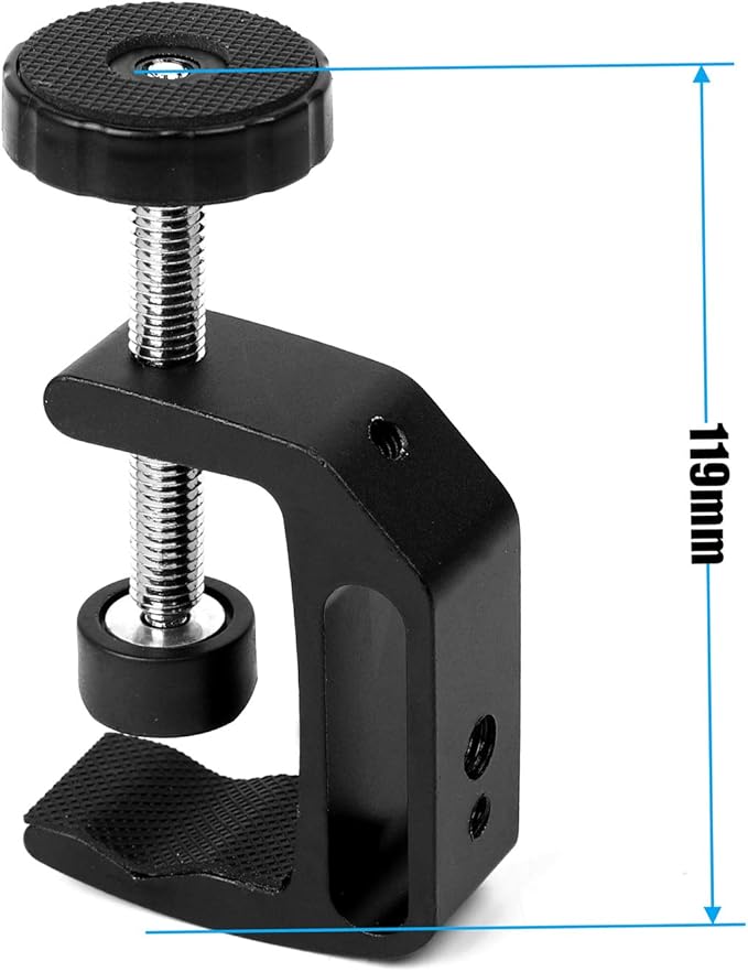 WANBY Camera Clamp Mount Double Ballhead Table Magic Arm Monitor Desk Mount Bracket with Super Clamp with 1/4" and 3/8" Thread for DSLR Camera Rig, LCD Monitor, LED Flash Lights
