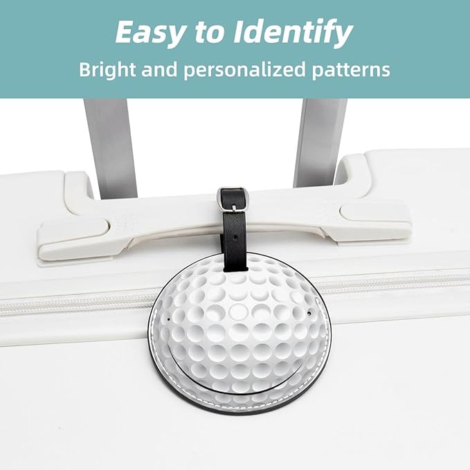 2 Pack Luggage Tags for Women, Durable Suitcase ID Tag, Golf Ball White