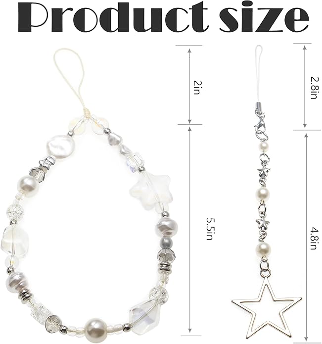 Beaded Camera Wrist Strap, Cute Phone Charms Strap, Pearl Bracelet Wrist Strap, Phone Keychain Decoration for Wallet