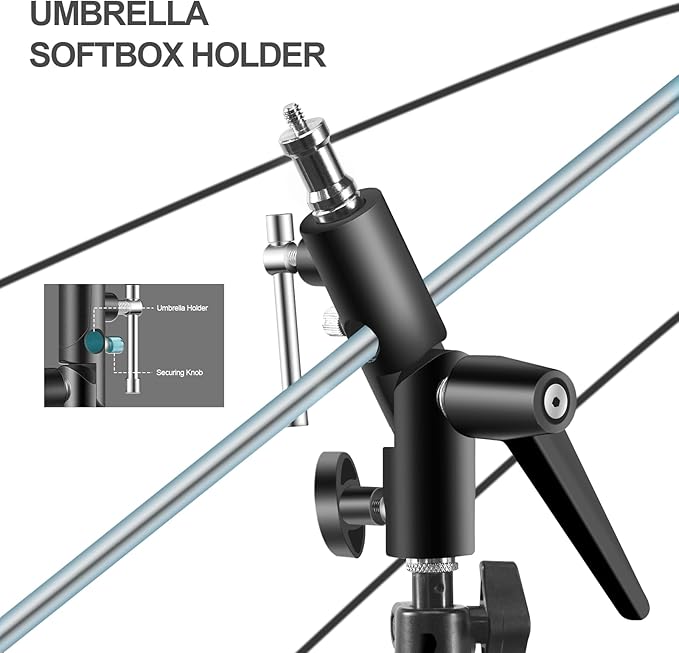 WELLMAKING Flash Speedlite Bracket for Camera - Swivel Design with Umbrella/Reflector Mount, Compatible with Canon, Nikon, Pentax, Olympus, Nissin, Metz and More