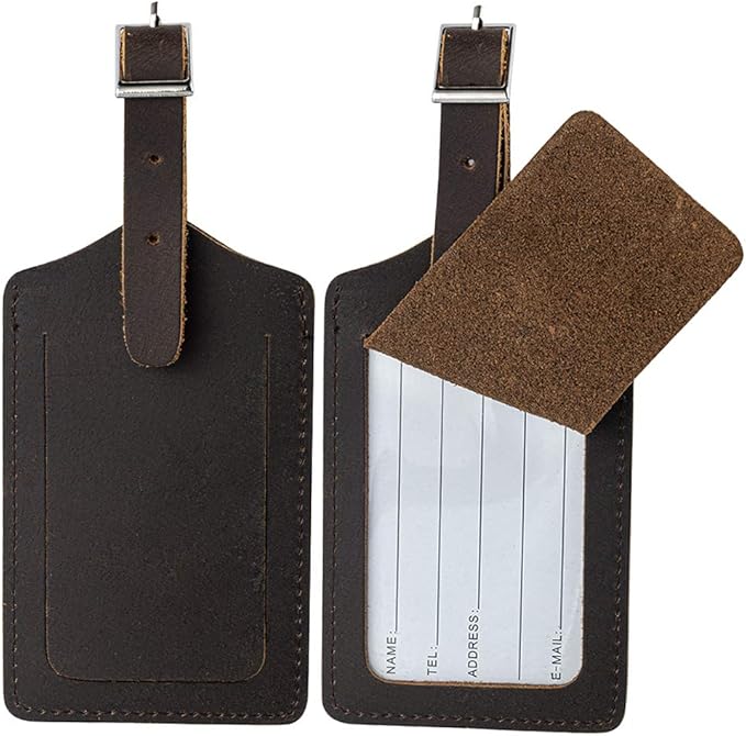 Genuine Leather Luggage Tags & Bag Tags 2 Pieces Set
