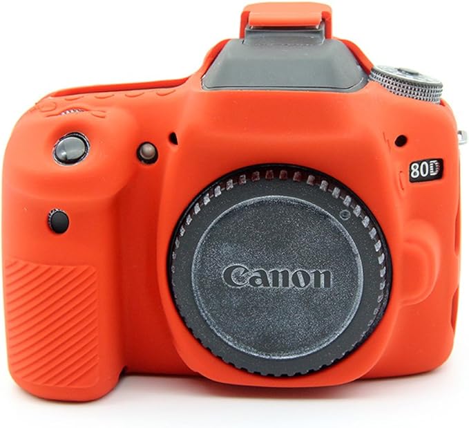 Professional Secure Silicone Camera Cases Bag Housing Rubber Body Skin for Canon EOS 80D Digital SLR Camera Protective Case (Red)