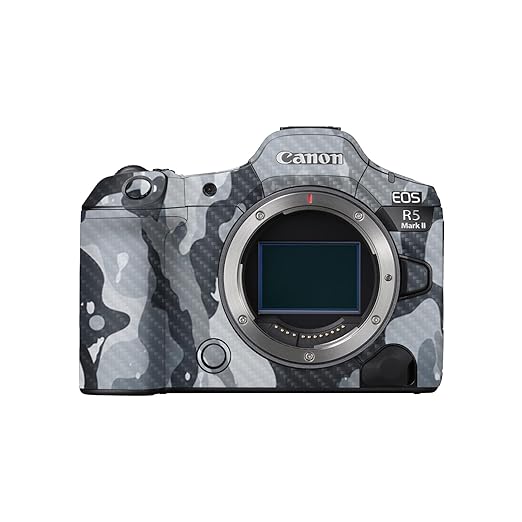 Carbon Fiber Camera Skin Compatible with Canon EOS R5 Mark II (2023) - Gray Camouflage - Premium 3M Vinyl Protective Wrap Decal Cover - Easy to Apply | Crafted in The USA by MightySkins