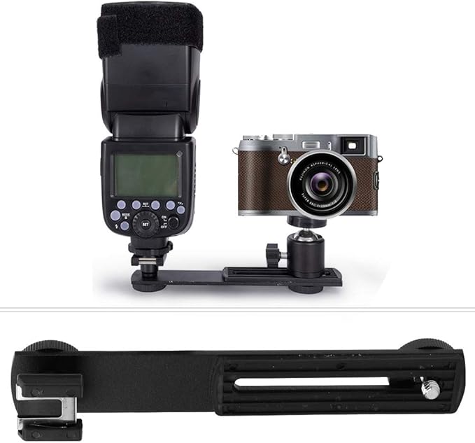GLOGLOW Mount Bracket Aluminum Alloy Flash Bracket, Dual Head for Photographers Other Equipment Accessories