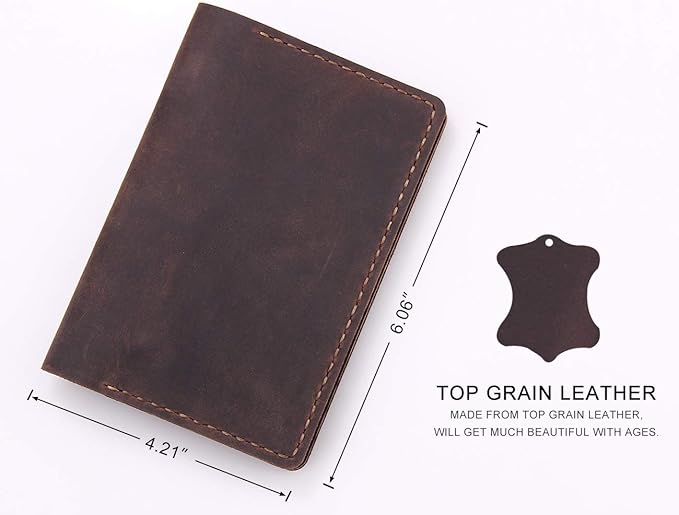 Leather Notebook Cover for Field Notes, Handmade Journal Cover for Moleskine Cahier Journal, Leather Cover with Pen Holder fits 3.5" x 5.5" Pocket Notebook - Coffee