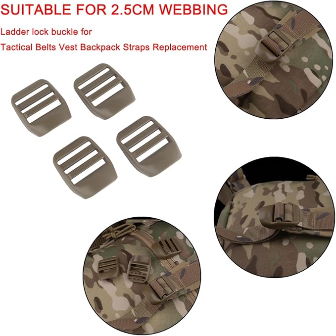 1 Inch Ladder Lock Buckles, Set of 8, Tactical Belts and Webbing Straps Replacement