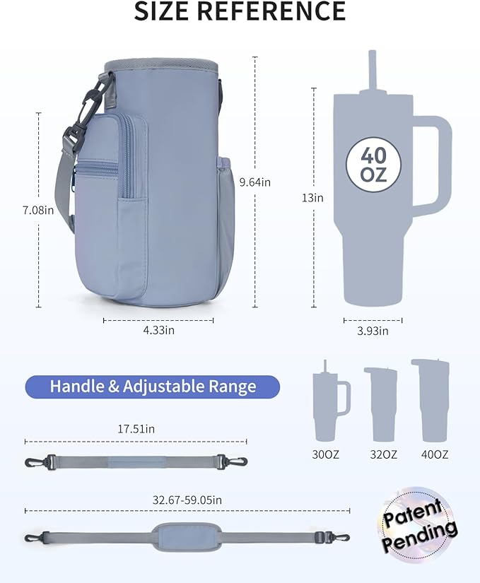 sportsnew Magnetic Gym Bag for Women Men, Water Bottle Carrier Holder with Strap & Phone Pockets for 40oz Tumbler with Handle, 4 Built-in Magnets Small Gym Bag for Sports, Workout, Fitness, Walking