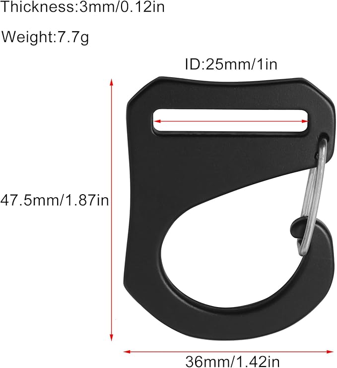 4PCS Spring Buckles Backpack Luggage Aluminum Alloy 1inch ID Aerospace Metal Quick Release Buckles For Webbing Straps Tactical Belts