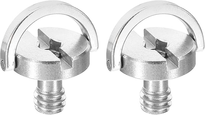 PATIKIL 1/4-20 Thread 14mm Length D-Ring Stainless Steel Camera Fixing Screws, 2 Pack D Shaft Quick Release Plate Screw for Camera Tripod/Monopod, Silver