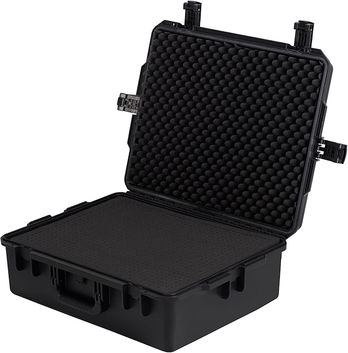 MEIJIA Premium Portable All Weather Heavy Duty Waterproof Hard Compact Camera Case with Customizable Fit Foam, Lightweight Design,24.6"X19.7"X8.6",Black