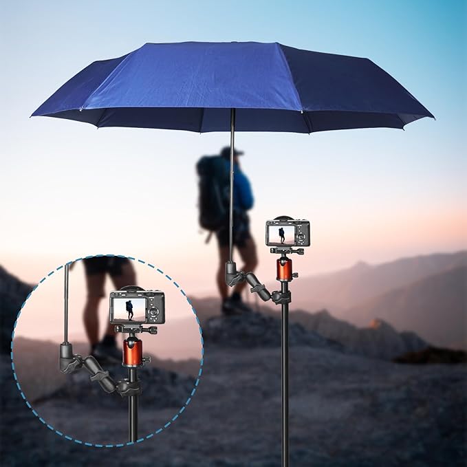 Sequpr Camera Clamp Mount for Gopro, Super Clamp Adapter Double Head Multifunction Holder for Motorcycle, Photography Light Fixture Bracket,Umbrella,Selfie Stick,Reflector