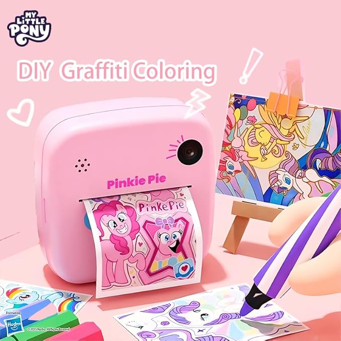 My Little Pony Rainbow Series Children Print Camera, Polaroid Camera for Kids, Kids Camera Instant Print,3 Year Old Girl Gifts,Pinkie Pie