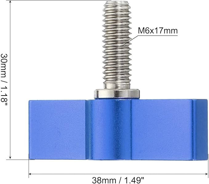 PATIKIL Threading Rotating Knob, 2Pcs T Type M6 17mm Adjustable Camera Thumb Screw, for Camera Mounting System, Blue, Aluminum Alloy