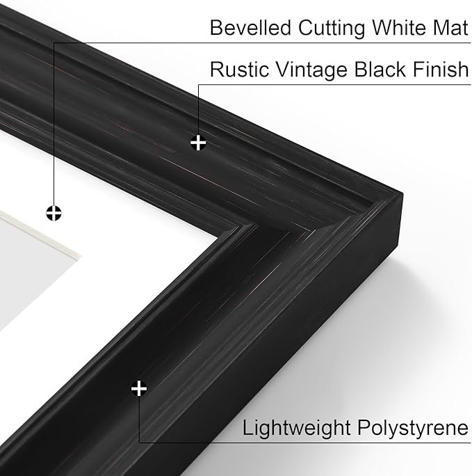 Vittanly 4x6 Picture Frames Set of 2, Ornate Vintage Photo Frame for Wall or Tabletop, Display 3.5x5 Pictures with Mat or 4x6 without Mat, Vintage Black