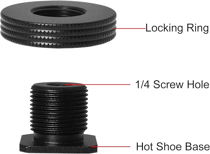 1/4" Female Thread to Hot Shoe Adapter LUORNG 2PCS Hot Shoe Mount Adapter with 1/4 to 1/4 inch Male Screw for Magic Arm, Video Light,Monitor