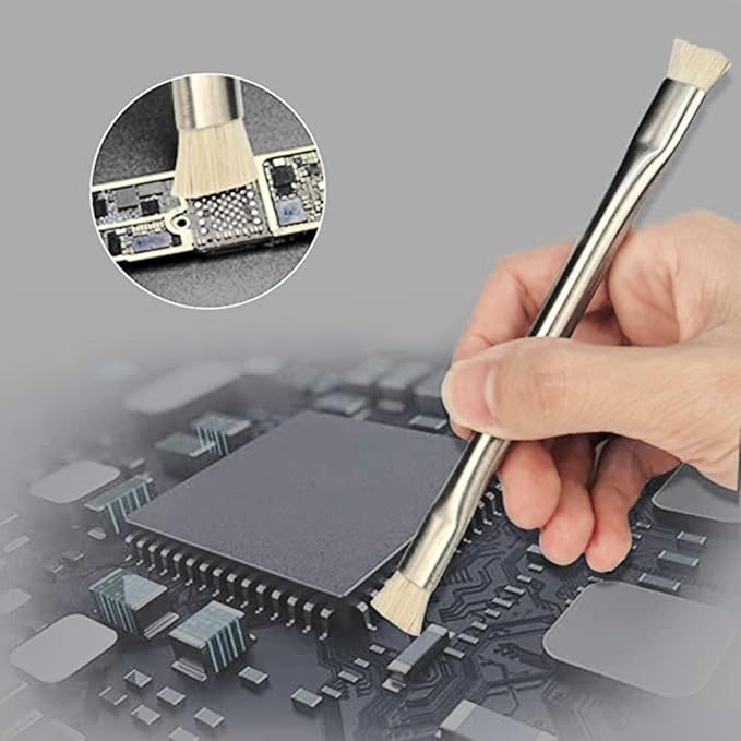 Anti Static Brush - Double Ended ESD Motherboard Cleaning Brush Metal Handle Horsehair Brush for Mobile Phone Motherboards Computer Fans Keyboards Phone Parts