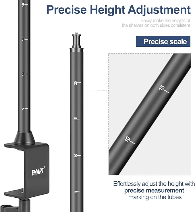 EMART Overhead Camera Mount Rig, Desk Mount & Adjustable Height/Width with Phone Holder, Max Load 26.5lbs, Compatible with DSLR, Smartphones & Webcams for Top Shot, Video, Vlog, Studio Photography