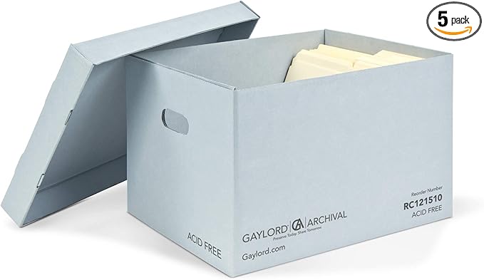 Gaylord Archival Blue Record Storage Carton 12W x 15L x 10"H (5-Pack)