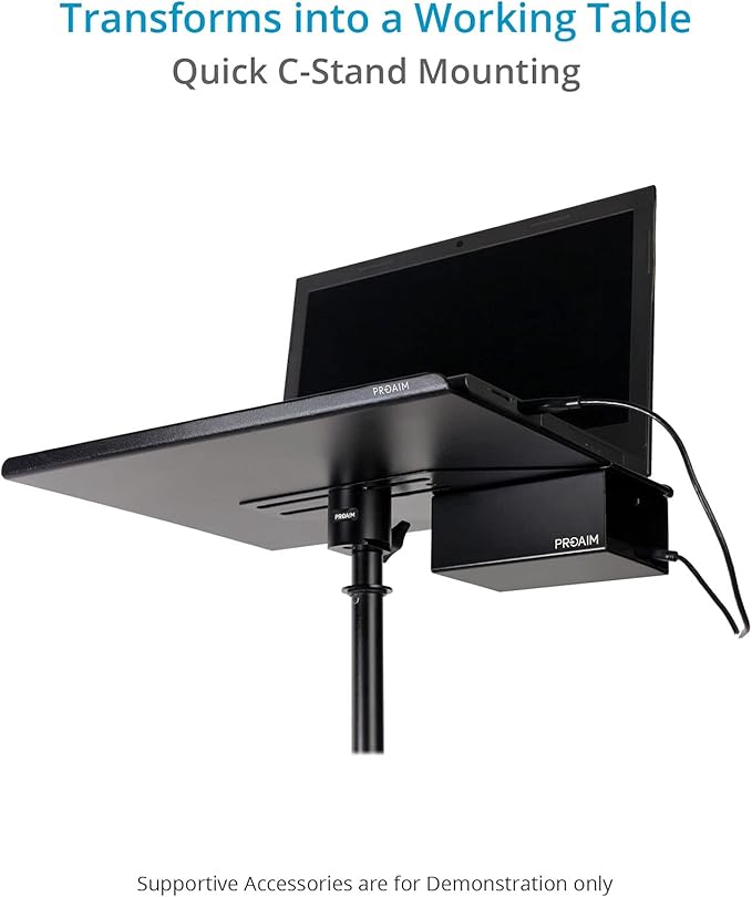 PROAIM Universal Laptop Workstation for Tethered Shooting – Size 16x13” Fits All Laptops | Most Affordable Workstation for Photographers, Videomakers & Filmmakers | Aluminum Desk mounts to C-Stand