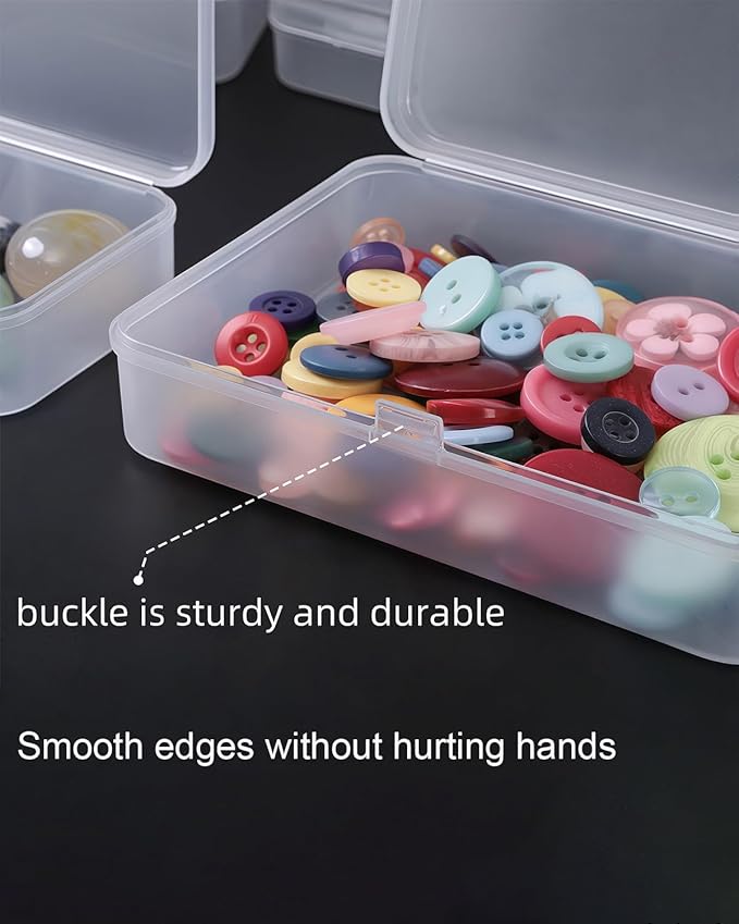 LJY 28 Pieces Mixed Sizes Rectangular Empty Mini Plastic Storage Containers with Lids for Small Items and Other Craft Projects Small Containers with Lids(Frosted)