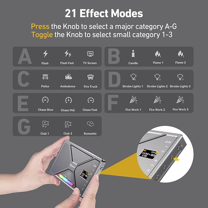 NA225 RGB Video Light App Control, 2500K-9900K, Build-in 4000mAh Rechargeable Battery Portable Phone Camera Photo Lights for Studio Photography Vlogging Streaming Live Beauty and Filming