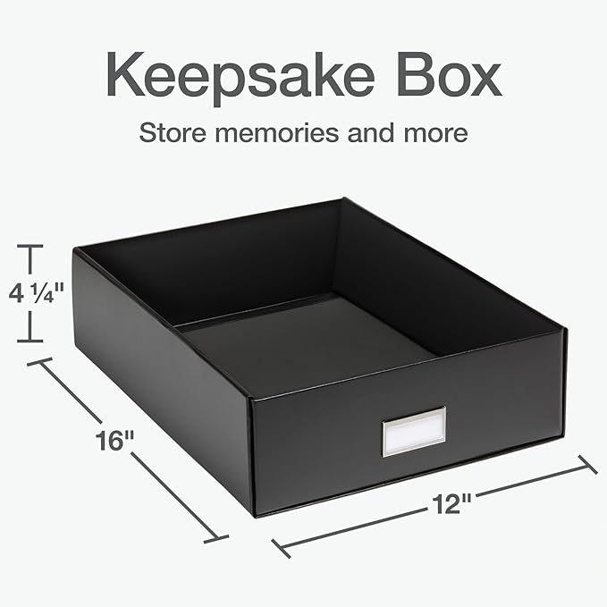 Oxford Keepsake Box, Protective Storage Box, Home and Office Organizer, Photo Storage Box, Souvenir Organizer, Large, 16" x 12" x 4 1/4" (41787)