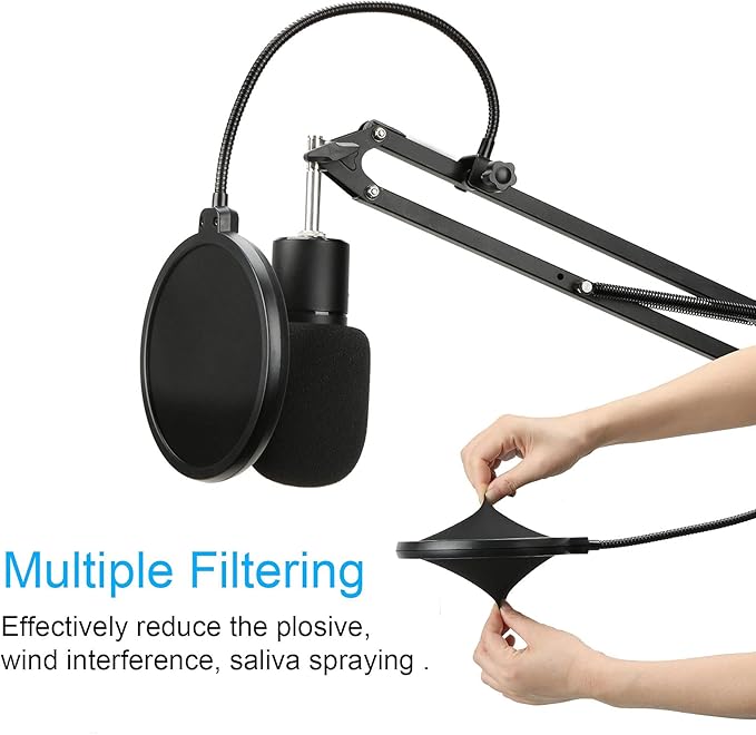 Razer Seiren X Boom Arm with Pop Filter - Professional Mic Stand for Broadcasting and Recording by YOUSHARES