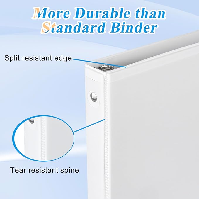 CIXILDTS 0.5-inch Round Ring Binder, Durable 1/2" 3 Ring Binder Fit Letter Size Paper, Presentation View Binders, White,12-Pack