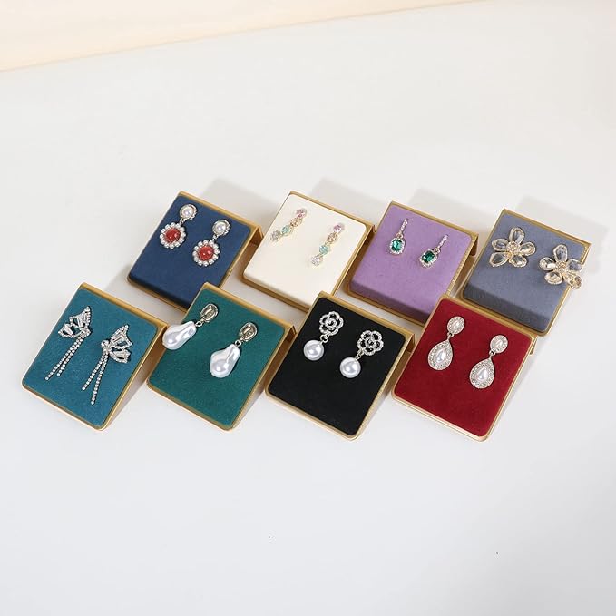 GemeShou Black earring holders for selling, Velvet earring stands Jewelry display, metal gold studs board【Black】