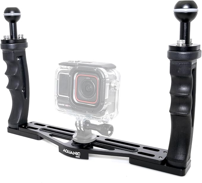 AQUANIC AS10 Underwater Camera Tray Handheld Stabilizer Tray Bracket for Camera Housing, Handle Aluminum Diving Grip for Gopro Divevolk, TG-5/6, RX100 V and Other Action Camera (Black)